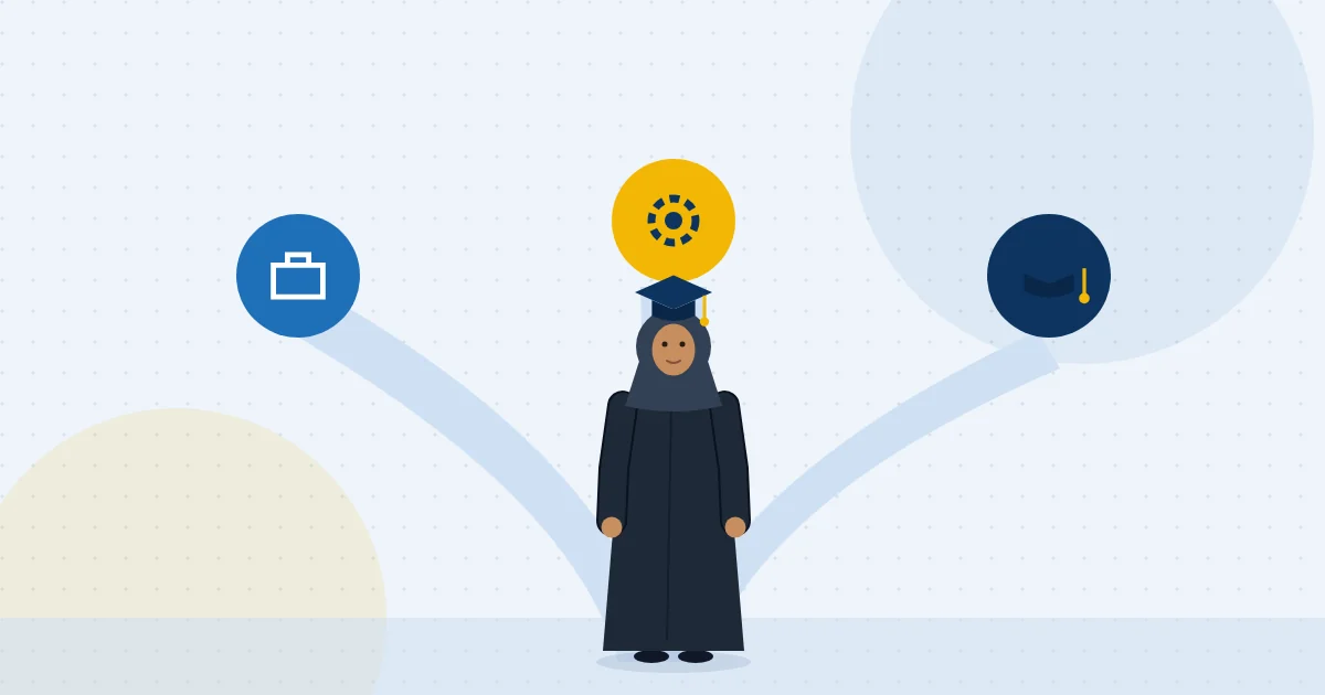 خريجة تقف أمام ثلاثة مسارات تختار بينها