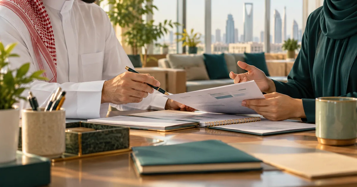 مراجعة ورقة وملاحظات بين زميلين على مكتب
